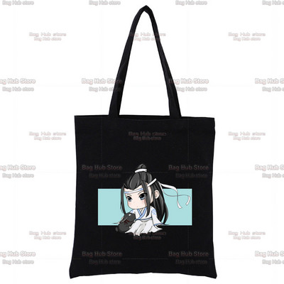 Mo Dao Zu Shi Graphic Wei Wuxian Lan Wangji Slatka modna crna platnena torba Harajuku ženske torbe Vintage ručna torba Torba na rame