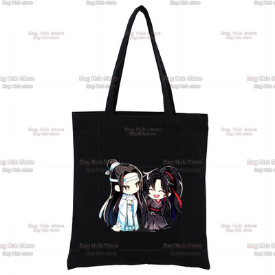 Mo Dao Zu Shi Graphic Wei Wuxian Lan Wangji Slatka modna crna platnena torba Harajuku ženske torbe Vintage ručna torba Torba na rame