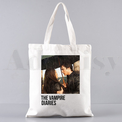 Vampīra dienasgrāmatas Harajuku 90. gadi Drukātas grafiskas rokassomas Plecu somas Ikdienas iepirkšanās meiteņu rokassomiņas Sievietēm Eleganta audekla soma