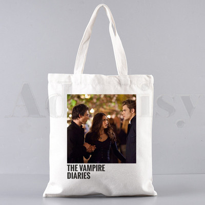 Vampīra dienasgrāmatas Harajuku 90. gadi Drukātas grafiskas rokassomas Plecu somas Ikdienas iepirkšanās meiteņu rokassomiņas Sievietēm Eleganta audekla soma