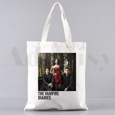 Vampīra dienasgrāmatas Harajuku 90. gadi Drukātas grafiskas rokassomas Plecu somas Ikdienas iepirkšanās meiteņu rokassomiņas Sievietēm Eleganta audekla soma