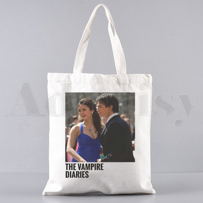 Vampīra dienasgrāmatas Harajuku 90. gadi Drukātas grafiskas rokassomas Plecu somas Ikdienas iepirkšanās meiteņu rokassomiņas Sievietēm Eleganta audekla soma