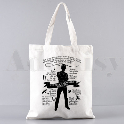 Vampīra dienasgrāmatas Harajuku 90. gadi Drukātas grafiskas rokassomas Plecu somas Ikdienas iepirkšanās meiteņu rokassomiņas Sievietēm Eleganta audekla soma