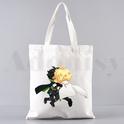 Anime Seraph of The End Hiiragi Shinoa Grafiskas rokassomas Plecu somas Ikdienas iepirkšanās Meiteņu rokassomas Sievietēm Eleganta audekla soma