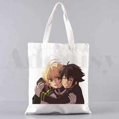 Anime Seraph of The End Hiiragi Shinoa Grafiskas rokassomas Plecu somas Ikdienas iepirkšanās Meiteņu rokassomas Sievietēm Eleganta audekla soma