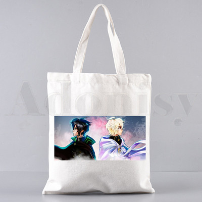 Anime Seraph of The End Hiiragi Shinoa Grafiskas rokassomas Plecu somas Ikdienas iepirkšanās Meiteņu rokassomas Sievietēm Eleganta audekla soma