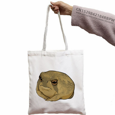 Trečiadienis Frog MILF Moteriškos rankinės Medžiaginis drobinis krepšys Juodas Apsipirkimo Kelionės Moteriški Ekologiški daugkartinio naudojimo pečių krepšiai