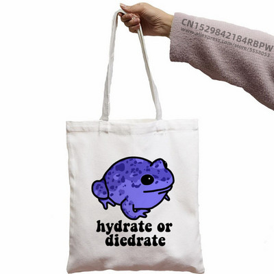 Trečiadienis Frog MILF Moteriškos rankinės Medžiaginis drobinis krepšys Juodas Apsipirkimo Kelionės Moteriški Ekologiški daugkartinio naudojimo pečių krepšiai