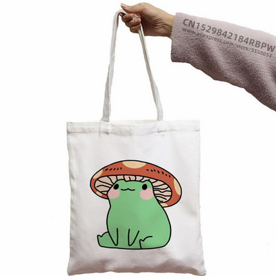 Trečiadienis Frog MILF Moteriškos rankinės Medžiaginis drobinis krepšys Juodas Apsipirkimo Kelionės Moteriški Ekologiški daugkartinio naudojimo pečių krepšiai