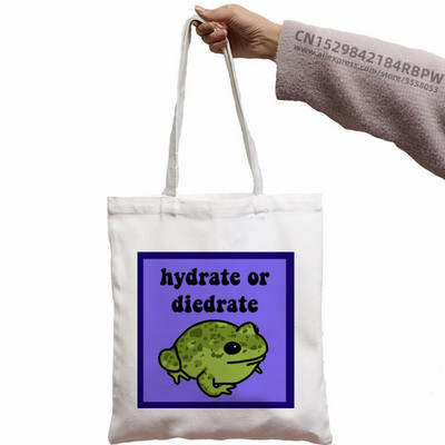 Trečiadienis Frog MILF Moteriškos rankinės Medžiaginis drobinis krepšys Juodas Apsipirkimo Kelionės Moteriški Ekologiški daugkartinio naudojimo pečių krepšiai