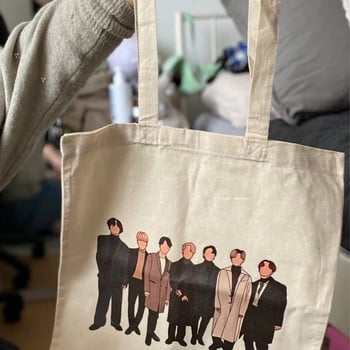 Τσάντα Kpop Style Totebag / Τσάντα από γιούτα Καμβά τσάντα αγορών Τσάντες μόδας Τσάντες καταστήματος Κορεατικού στυλ Casual τσάντα για αγορές Κορέα Τσάντα ίδιου στυλ