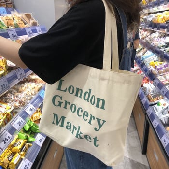 Τσάντα Shopper Canvas Canvas Tote Bag Aesthetic Ecobag Beastrs Τσάντες αγορών που δίνονται από ύφασμα Anime Λευκές τσάντες χειρός Kawaii