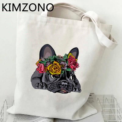 Torba za kupnju francuskog buldoga pamučna torba za višekratnu upotrebu torba za recikliranje torba od jute ecobag bolsa compra tkanina prilagođena