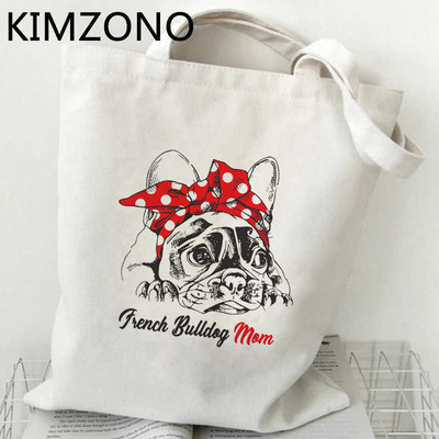 Torba za kupnju francuskog buldoga pamučna torba za višekratnu upotrebu torba za recikliranje torba od jute ecobag bolsa compra tkanina prilagođena