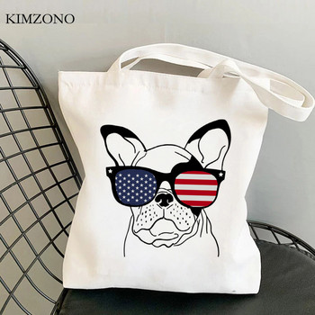 Τσάντα αγορών γαλλικού μπουλντόγκ bolsas de tela cotton bolsa eco bolso bag boodschappentas bolsas ecologicas υφασμάτινο σάκο από γιούτα