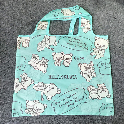 Slatki crtani medvjed Rilakkuma, velike sklopive torbe za kupovinu za višekratnu upotrebu, sklopiva torba za kupovinu, ekološka torba za kupovinu namirnica, ženska, dječja torba