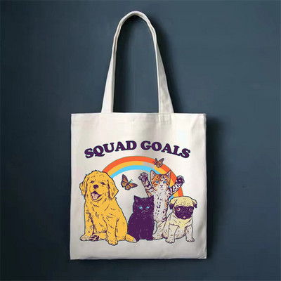 Ženske torbe za kupovinu Cute Cat Cartoons Pattern Series Eko Shopper Torba na rame Modna ručna torba sa smiješnim printom Platnena velika torba