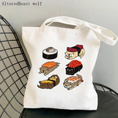 Ženska shopper torba sushi Kawaii torba s printom vidre Harajuku Shopping platnena shopper torba torba za djevojke Ženska torba na rame