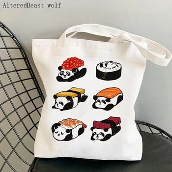 Γυναικεία τσάντα Shopper σούσι Otter Printed Kawaii Bag Harajuku Shopping Canvas Canvas Shopper Τσάντα για κορίτσι Τσάντα Tote Shoulder Lady Bag