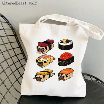 Γυναικεία τσάντα Shopper σούσι Otter Printed Kawaii Bag Harajuku Shopping Canvas Canvas Shopper Τσάντα για κορίτσι Τσάντα Tote Shoulder Lady Bag