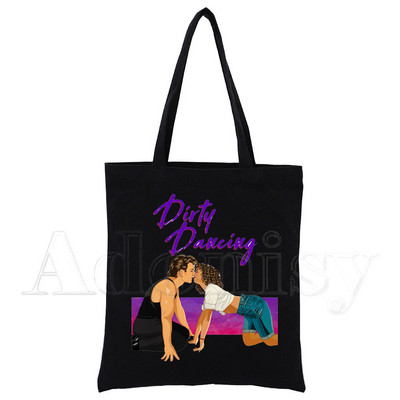 Dirty Dancing Shopping Bag Originalni dizajn Bijele modne platnene torbe za putovanja Crne