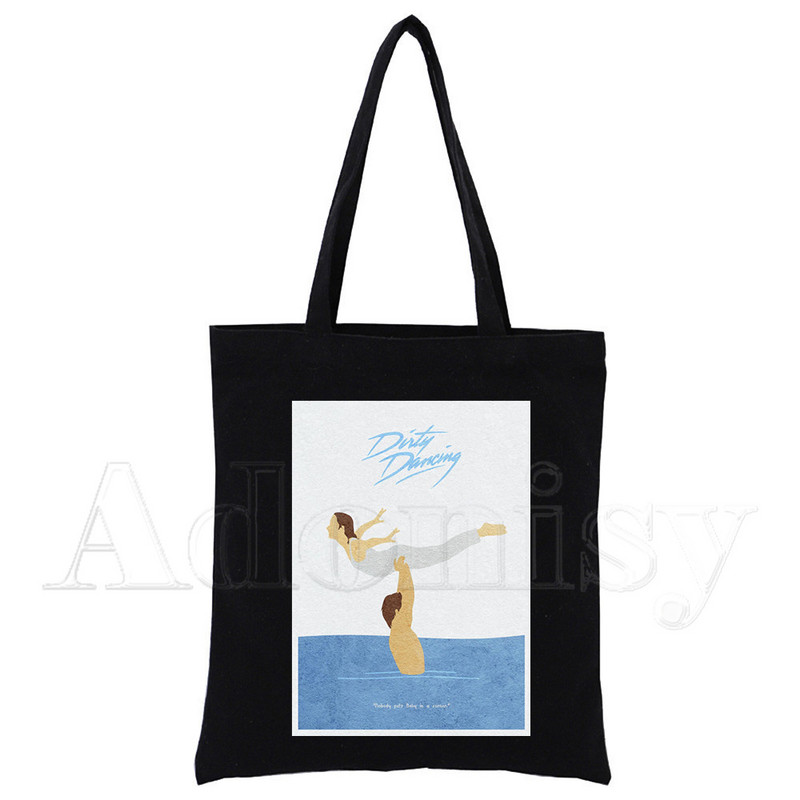 Dirty Dancing Shopping Bag Originalni dizajn Bijele modne platnene torbe za putovanja Crne