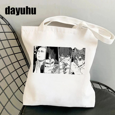 Juokingas „Manga Anime“ pirkinių krepšys „Haikyuu“ grafinis pirkinių krepšys, moteriškas drobinis pečių krepšys, moteriškas „Ulzzang Eco“ didelės talpos 90 m.