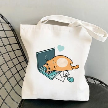 2021 Shopper Cute Dogtor Cartoons Printed Tote Bag γυναικεία τσάντα Harajuku shopper κορίτσι Τσάντα αγορών Τσάντα ώμου Lady Canvas Bag