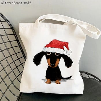 Shopper Black and Tan Dachshund Dog Printed Tote Bag γυναικών Harajuku shopper τσάντα κορίτσι Τσάντα αγορών ώμου Lady Canvas Bag