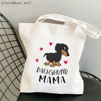 Shopper Black and Tan Dachshund Dog tote Tote Bag žene Harajuku shopper ručna torba djevojka Torba za kupovinu na rame Ženska platnena torba