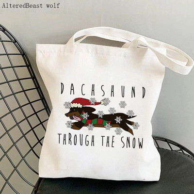 Shopper Black and Tan Dachshund Dog tote Tote Bag žene Harajuku shopper ručna torba djevojka Torba za kupovinu na rame Ženska platnena torba