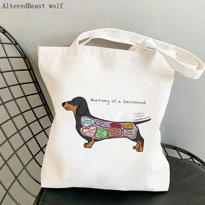 Shopper Black and Tan Dachshund Dog tote Tote Bag žene Harajuku shopper ručna torba djevojka Torba za kupovinu na rame Ženska platnena torba