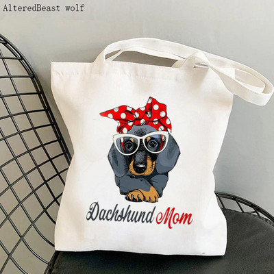 Shopper Black and Tan Dachshund Dog tote Tote Bag žene Harajuku shopper ručna torba djevojka Torba za kupovinu na rame Ženska platnena torba