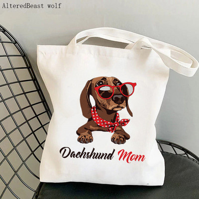 Shopper Black and Tan Dachshund Dog tote Tote Bag žene Harajuku shopper ručna torba djevojka Torba za kupovinu na rame Ženska platnena torba