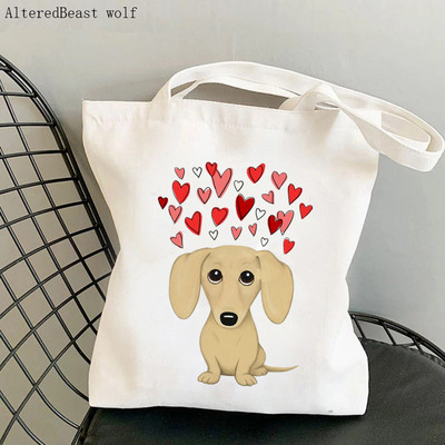Shopper Black and Tan Dachshund Dog tote Tote Bag žene Harajuku shopper ručna torba djevojka Torba za kupovinu na rame Ženska platnena torba