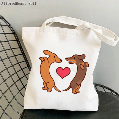 Shopper Black and Tan Dachshund Dog tote Tote Bag žene Harajuku shopper ručna torba djevojka Torba za kupovinu na rame Ženska platnena torba