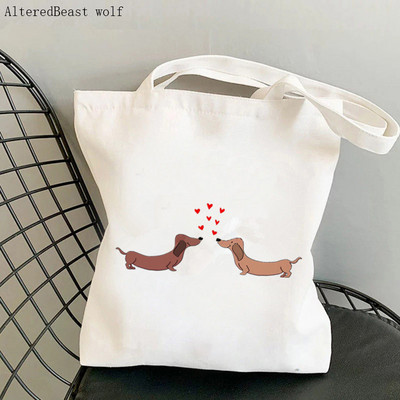 Shopper Black and Tan Dachshund Dog tote Tote Bag žene Harajuku shopper ručna torba djevojka Torba za kupovinu na rame Ženska platnena torba