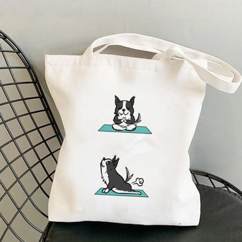 2021 Shopper MOm Border Collie Printed Tote Bag γυναικεία τσάντα Harajuku shopper κορίτσι Τσάντα αγορών Τσάντα ώμου Lady Canvas Bag