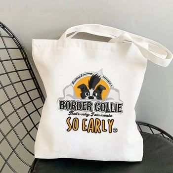 2021 Shopper MOm Border Collie Printed Tote Bag γυναικεία τσάντα Harajuku shopper κορίτσι Τσάντα αγορών Τσάντα ώμου Lady Canvas Bag