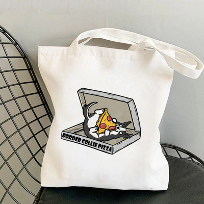 2021 m. „Shopper MOm Border Collie“ spausdintas krepšys, moteriškas „Harajuku“ pirkėjo rankinė, mergina ant peties, „Lady Canvas“ krepšys