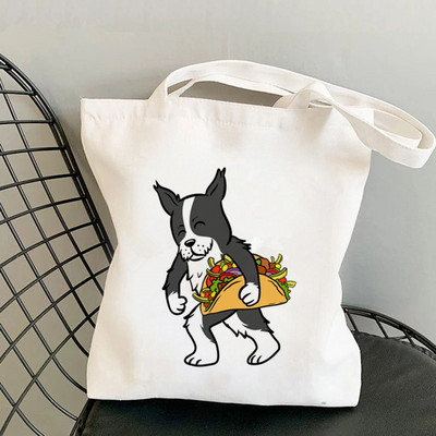 2021 m. „Shopper MOm Border Collie“ spausdintas krepšys, moteriškas „Harajuku“ pirkėjo rankinė, mergina ant peties, „Lady Canvas“ krepšys