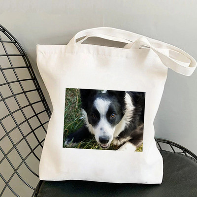 2021 m. „Shopper MOm Border Collie“ spausdintas krepšys, moteriškas „Harajuku“ pirkėjo rankinė, mergina ant peties, „Lady Canvas“ krepšys