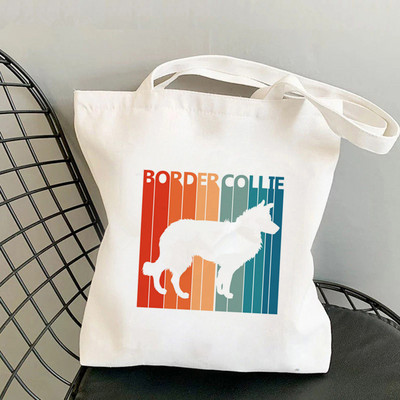2021 m. „Shopper MOm Border Collie“ spausdintas krepšys, moteriškas „Harajuku“ pirkėjo rankinė, mergina ant peties, „Lady Canvas“ krepšys
