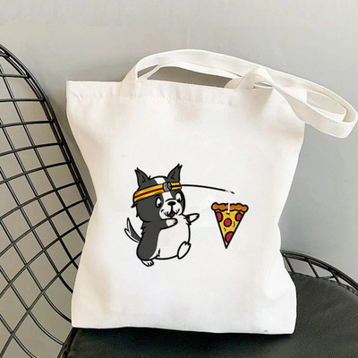 2021 m. „Shopper MOm Border Collie“ spausdintas krepšys, moteriškas „Harajuku“ pirkėjo rankinė, mergina ant peties, „Lady Canvas“ krepšys