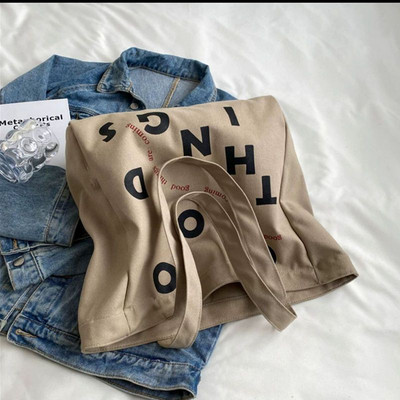 Ženska platnena torba na rame s printom natpisa Ženska ležerna ručna torba Velika torba Visokokvalitetna pamučna torba za plažu velikog kapaciteta za kupovinu