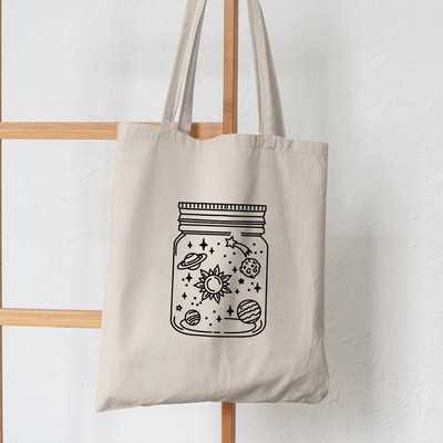 Ženski kupac Mason Jar Art Planets Stroke Shopping Platnena torba za kupnju Ženska torba na rame