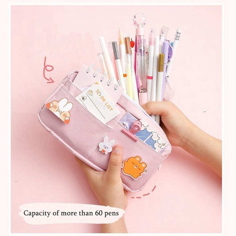 Kawaii purpurinis drobinis pieštukų dėklas Mielas gyvūno ženklelis Rožiniai pieštukų dėklai dideli mokykliniai pieštukų krepšiai mergaičių raštinės reikmenims