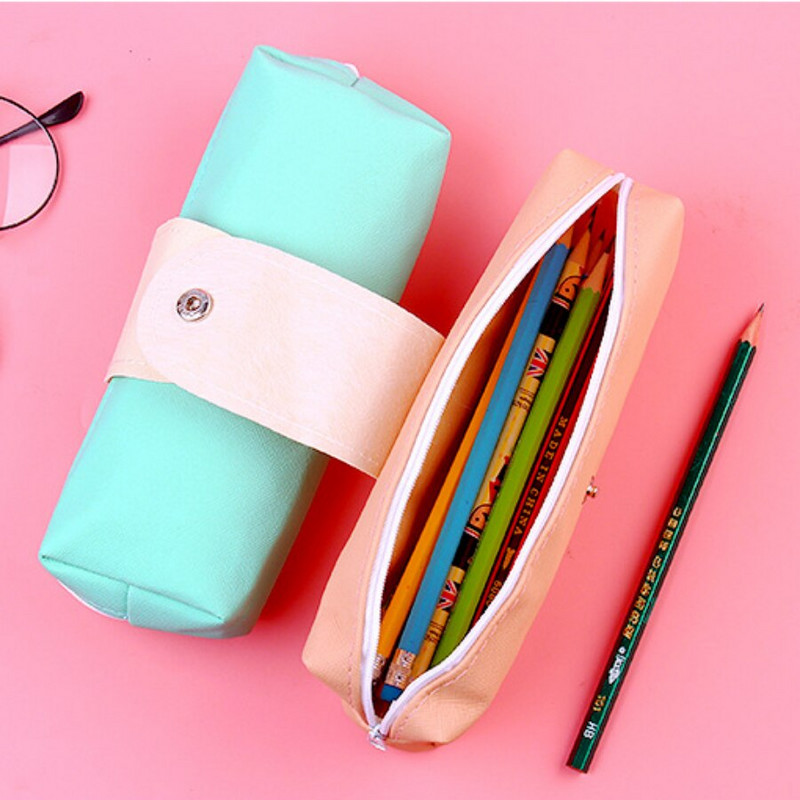 2 vnt Kanceliarinių prekių dėžutė Mielas kūrybingas animacinis filmukas, didelės talpos pieštukų krepšys Pieštukų dėžutė Odinis PU pieštukų dėklas studentams ir vaikams