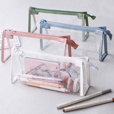 Cutie de creion transparentă din PVC, pungi de creion impermeabile Kawaii pentru studenți, papetărie, rechizite școlare, pix portabil, pungă pentru creion