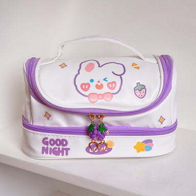 Jauni Kawaii zīmuļu maisiņu pildspalvu futrāļi 2 slāņu lielas ietilpības zīmuļu maisiņš Bezmaksas 1 gab. DIY uzlīme Skolas kancelejas piederumi meitenei